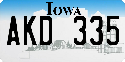 IA license plate AKD335