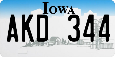 IA license plate AKD344