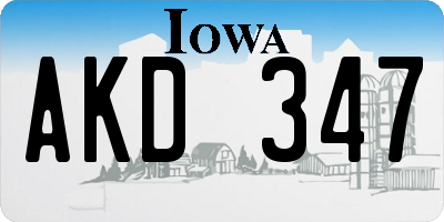 IA license plate AKD347