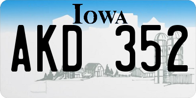 IA license plate AKD352