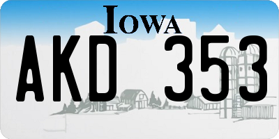 IA license plate AKD353