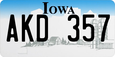 IA license plate AKD357