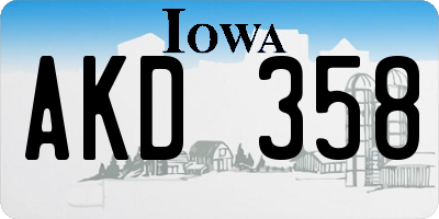 IA license plate AKD358