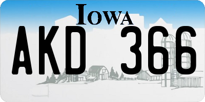 IA license plate AKD366