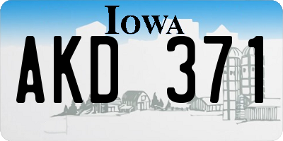 IA license plate AKD371