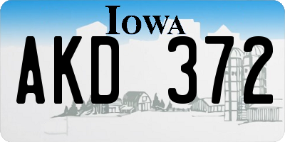 IA license plate AKD372