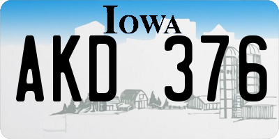 IA license plate AKD376