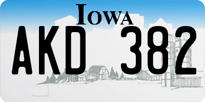IA license plate AKD382
