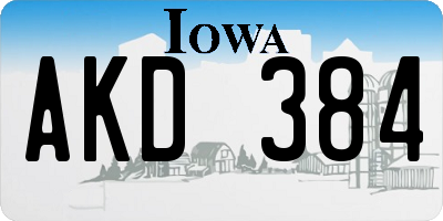 IA license plate AKD384