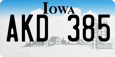 IA license plate AKD385
