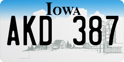 IA license plate AKD387