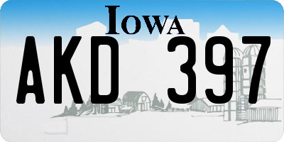 IA license plate AKD397