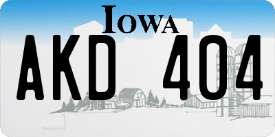 IA license plate AKD404