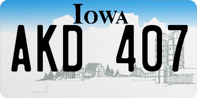 IA license plate AKD407