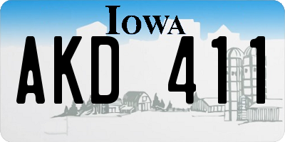 IA license plate AKD411