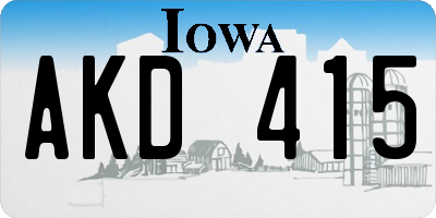 IA license plate AKD415
