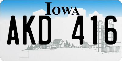 IA license plate AKD416