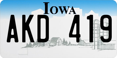 IA license plate AKD419