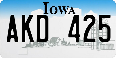 IA license plate AKD425