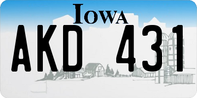 IA license plate AKD431