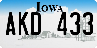 IA license plate AKD433