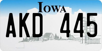 IA license plate AKD445