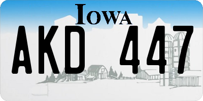 IA license plate AKD447