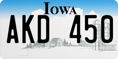 IA license plate AKD450