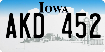 IA license plate AKD452