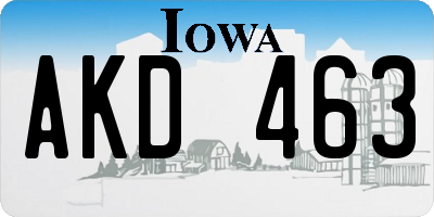 IA license plate AKD463