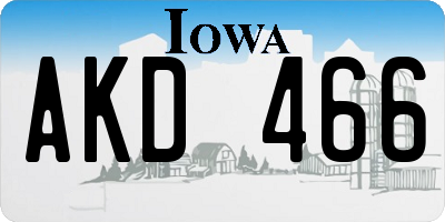 IA license plate AKD466