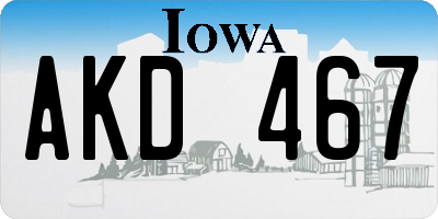 IA license plate AKD467