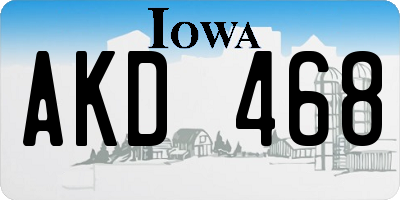 IA license plate AKD468