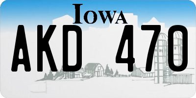 IA license plate AKD470