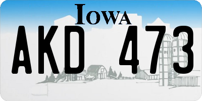 IA license plate AKD473