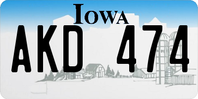 IA license plate AKD474