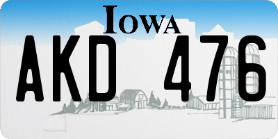 IA license plate AKD476