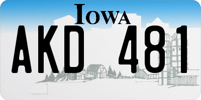 IA license plate AKD481