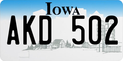 IA license plate AKD502