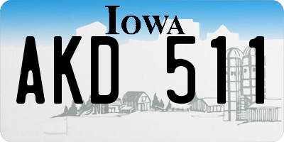 IA license plate AKD511