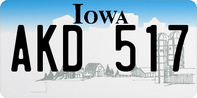 IA license plate AKD517