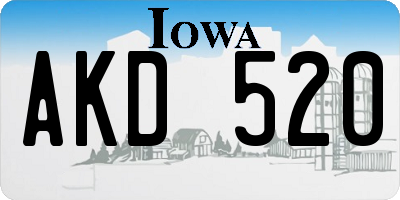IA license plate AKD520