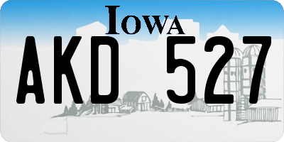 IA license plate AKD527