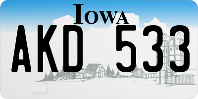 IA license plate AKD533