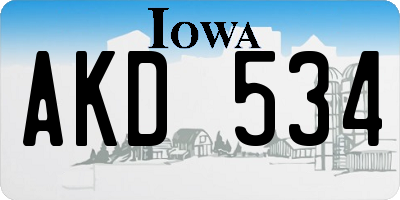 IA license plate AKD534