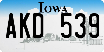 IA license plate AKD539