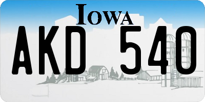 IA license plate AKD540