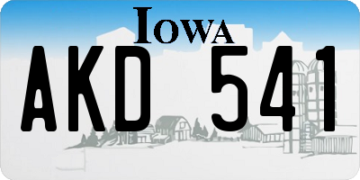 IA license plate AKD541