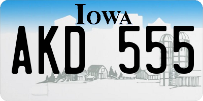IA license plate AKD555