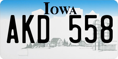 IA license plate AKD558
